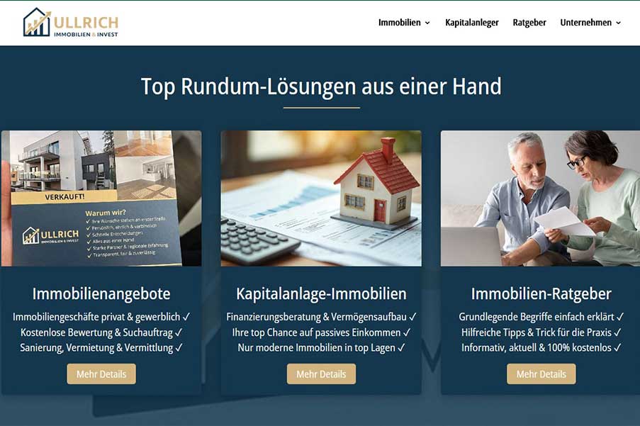 Ullrich Services B2B-Kooperationspartner das Schwesterunternehmen Ullrich Immobilien und Invest